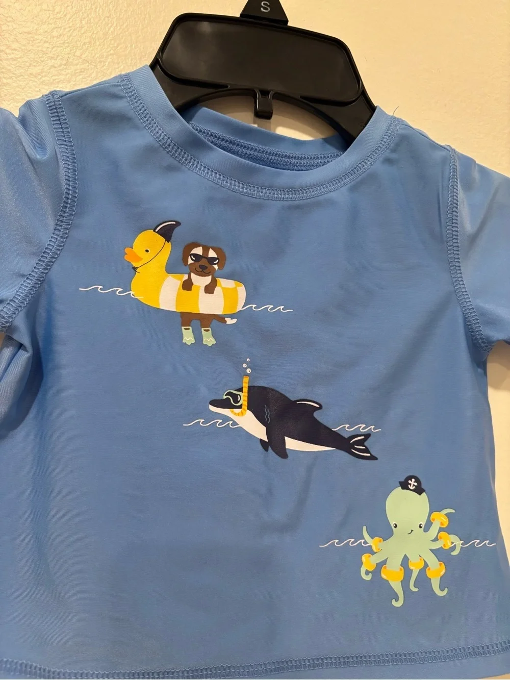 Blue Kids Swim Set with Sea Creature Print